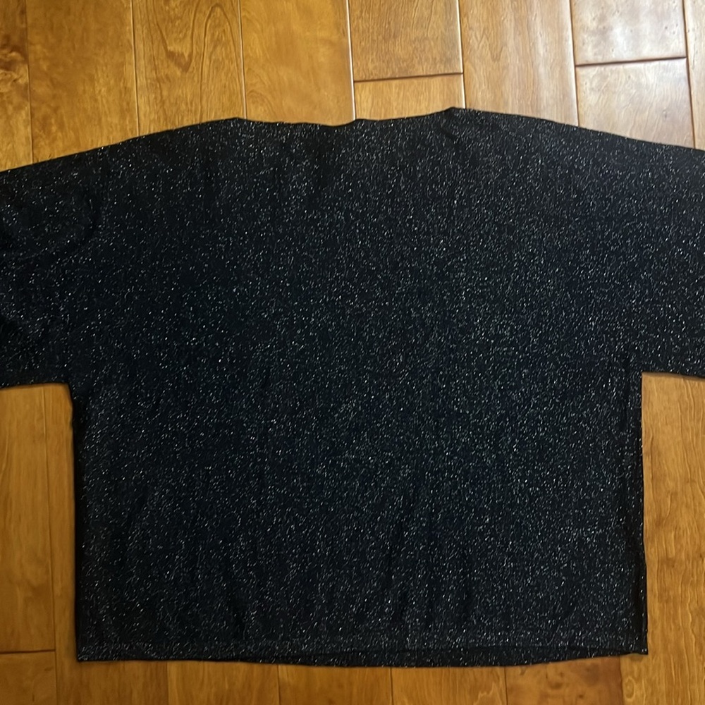 Eileen Fisher Wool Blend Boxy Top Size L Lagenlook Sparkle Luxury 3/4 Sleeve - Picture 9 of 11